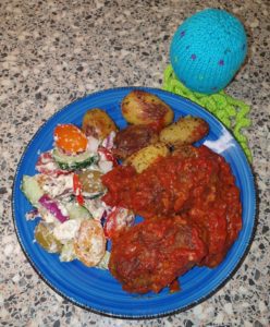 Gyros gehaktrolletjes in tomatensaus a la Sandra