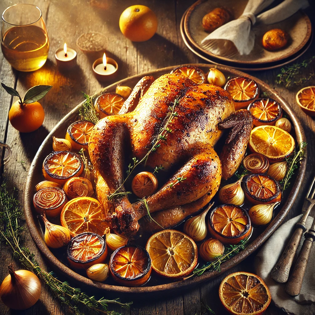 Geroosterde Parelhoen uit de Stoomoven met Citrus en Honingglazuur
