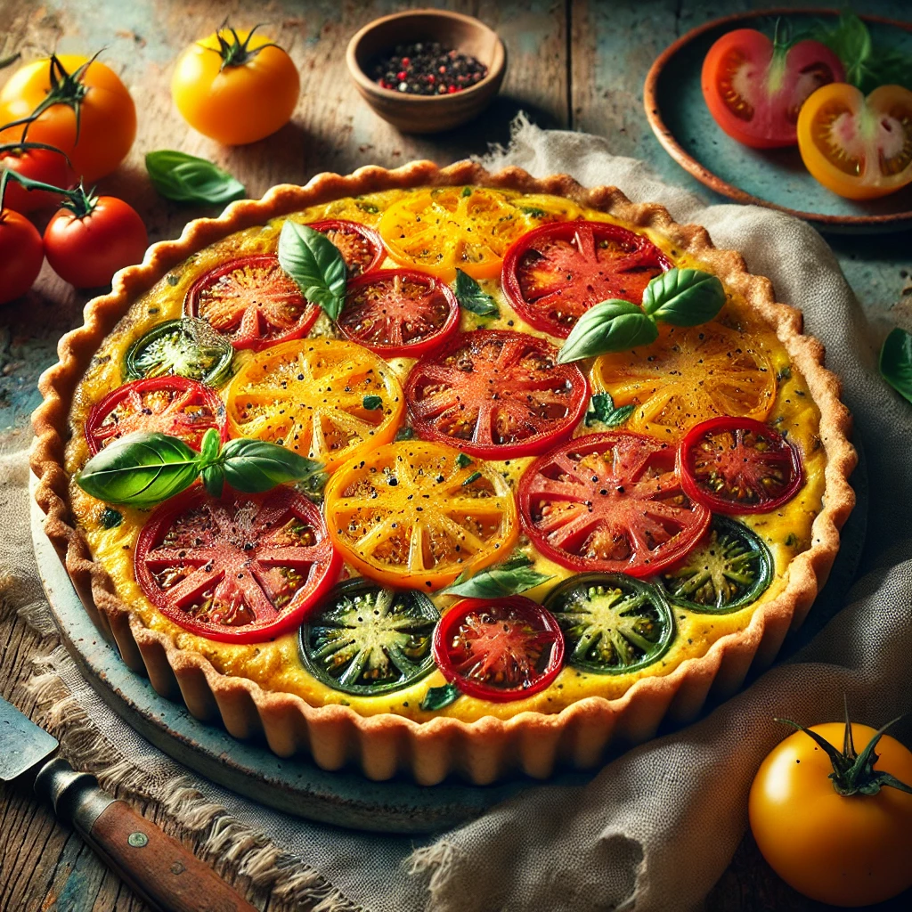 Tomatenquiche met Basilicum en Zure Room