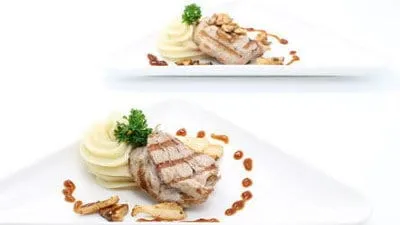 Wildzwijnfilet met eekhoorntjesbrood en kastanjepuree