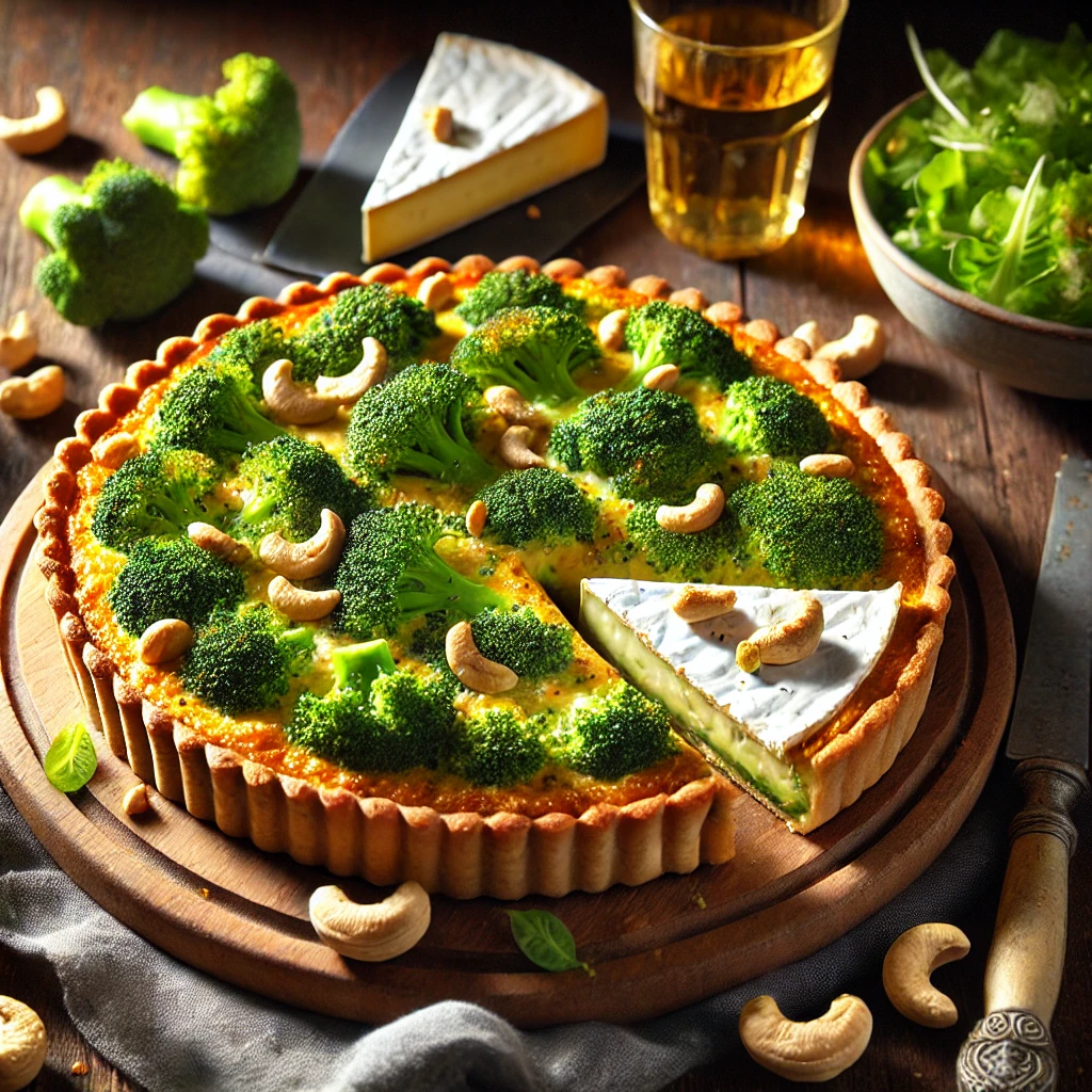 Broccoliquiche met brie en cashewnoten