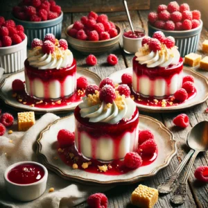 Frambozenpudding met Verse Saus en Nougatine