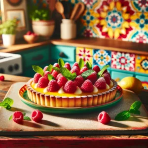 Frisse Citroentaart met Frambozen en Munt