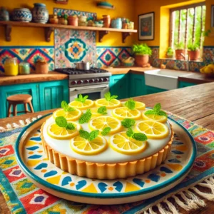 Frisse Yoghurt-Citroentaart met Munt