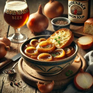 Hartige Rodenbach-uiensoep