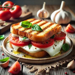 Italiaanse tosti met mozzarella, tomaat en basilicum