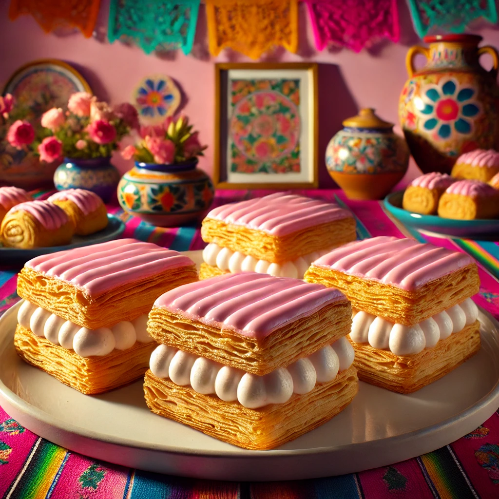 Klassieke Tompouce met Vanillecrème en Roze Glazuur