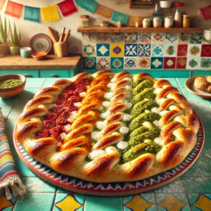 Pizzavlecht Tricolore met Pesto, Mozzarella en Gedroogde Tomaat