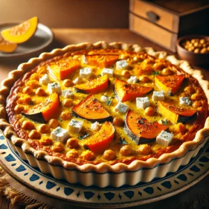 Pompoen en Feta Kikkererwtenquiche