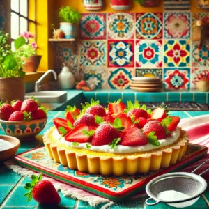 Ricottataart met verse aardbeien