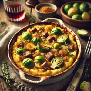 Spruitjesstamppot met Appelhachee en Notenkorst
