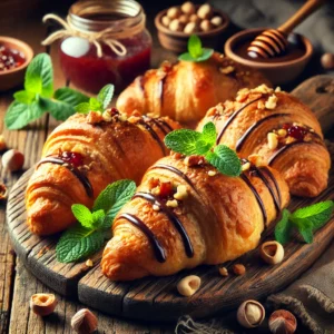 Zoete Bladerdeeg Croissantjes met Jam, Hazelnoten en Munt