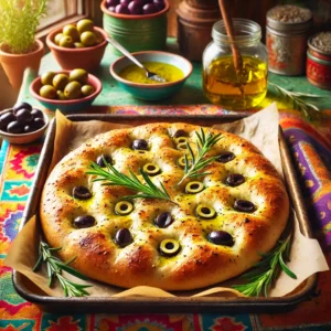 Knapperige Focaccia met Olijven en Rozemarijn