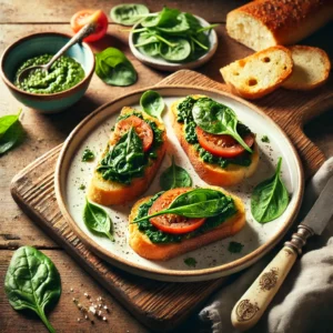 Crostini met Spinazie en Pesto - Receptenplein.nl