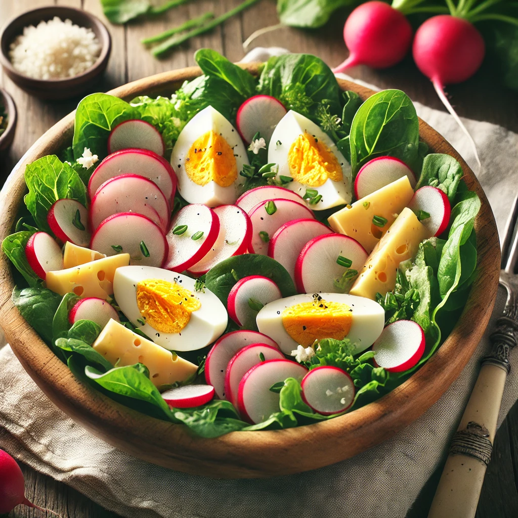 Lentesalade met radijs, kaas en ei - Receptenplein.nl