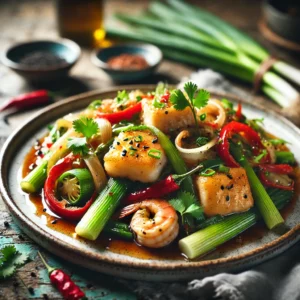 Roergebakken Zeeduivel met Prei en Paprika - Receptenplein.nl