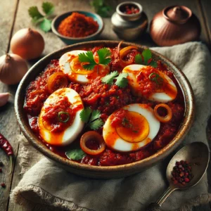 Sambal Goreng Telor (Pittige eieren in kokossaus) - Receptenplein.nl