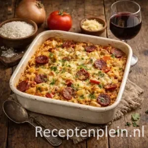Arroz de forno Braziliaanse rijstschotel met kip en kaas