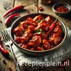 Hete kip op rustieke houten tafel