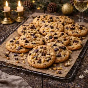Kerstkoekjes met pijnboompitten en chocolade