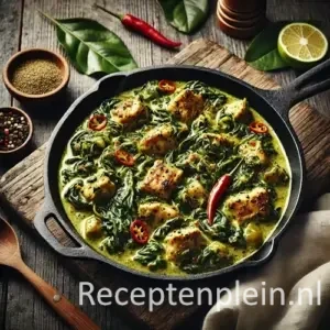 Kip Callaloo op rustieke houten tafel