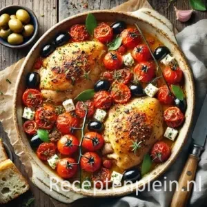 Kip Mediterranée op rustieke houten tafel