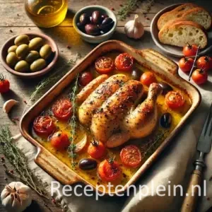 Kip Provençal op rustieke houten tafel