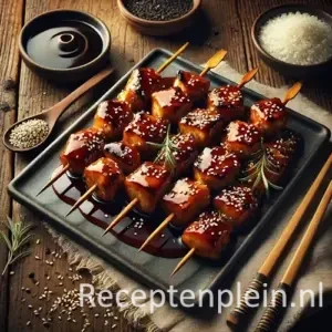 Kip teriyaki op rustieke houten tafel