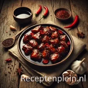 Kip ketjap 2 op rustieke houten tafel