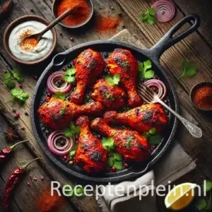 Kip tandoori 2 op rustieke houten tafel