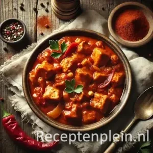 Kipgoulash 3 op rustieke houten tafel