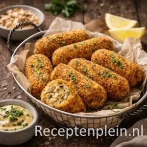 Kipkroketten van Astrid Veltman v2 op rustieke houten tafel