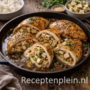 Kippenborst gevuld met tahoe