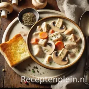 Kipragoût op rustieke houten tafel