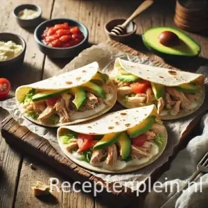 Kiptortilla's op rustieke houten tafel