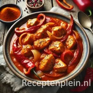 Paprikakip op een rustieke houten tafel