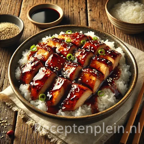 Kip Teriyaki op rustieke houten tafel