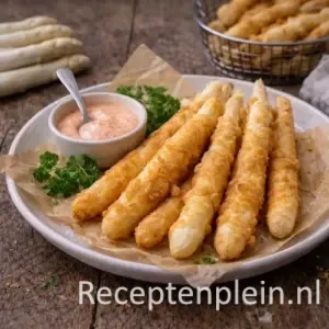 Asperges Orly op rustieke houten tafel