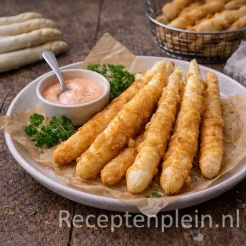 Asperges Orly op rustieke houten tafel