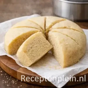 Indonesische roti kukus op een rustieke houten tafel.