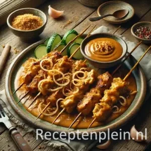 Kipsaté speciaal op rustieke houten tafel
