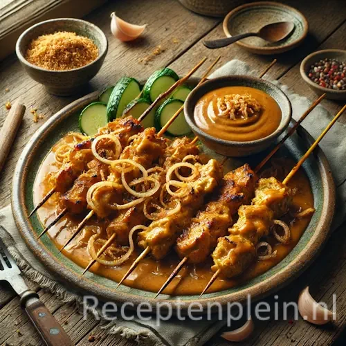 Kipsaté speciaal op rustieke houten tafel
