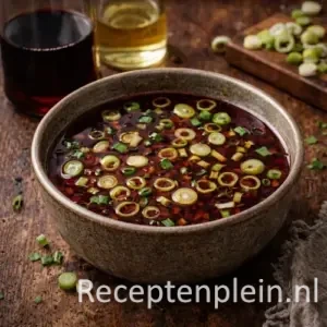 Marinade kip BBQ op een rustieke houten tafel.