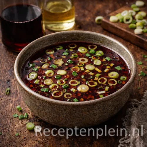 Marinade kip BBQ op een rustieke houten tafel.