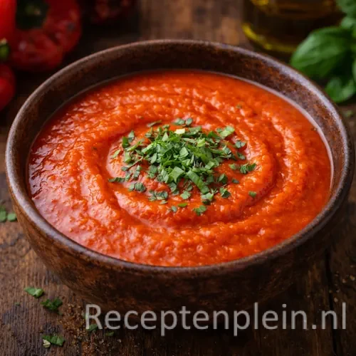 rode paprikasaus barbecue op een rustieke houten tafel.
