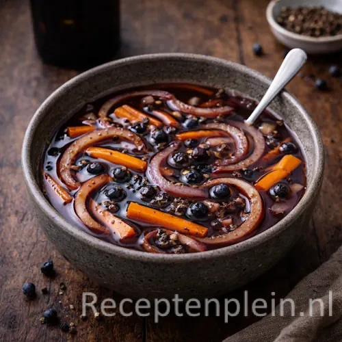 Wild marinade barbecue op een rustieke houten tafel.