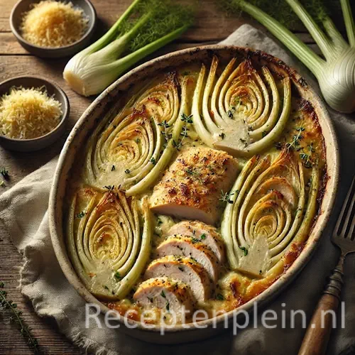 Gegratineerde uiensoep met gesmolten kaas en stokbrood in een keramische kom op rustieke houten tafel.