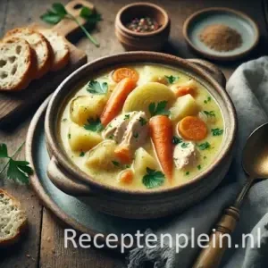 Gentse waterzooi van Jumbo op rustieke houten tafel