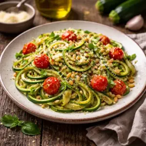 Zucchetti op rustieke houten tafel