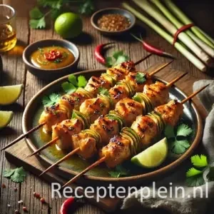gegrilde boerenkip spruitjes krieltjes op rustieke houten tafel met kruiden